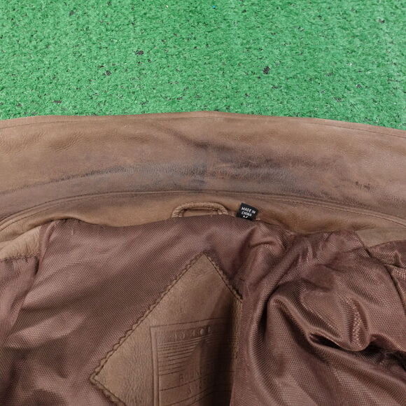 ROUNDTREE & YORKE BROWN GENUINE LEATHER ZIP UP COAT JACKET MENS SIZE M MEDIUM - Picture 10 of 13